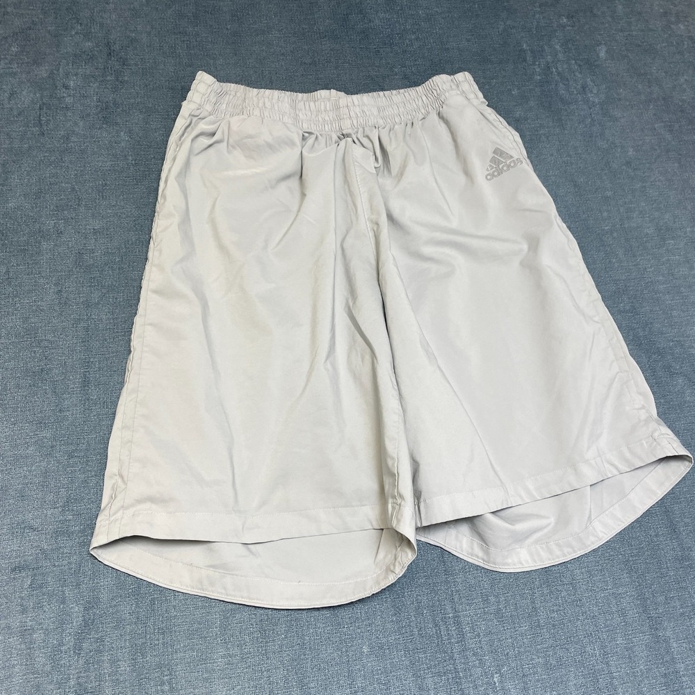 Adidas Training Shorts Men 27 Gray Logo Elastic Waist Running Sports Performance - Picture 3 of 8